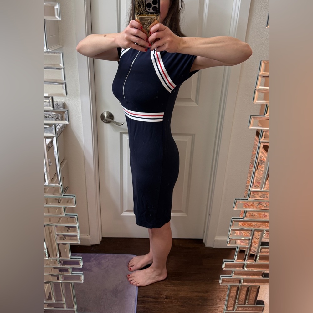 4th 🇺🇸July Navy Midi Dress, Short-sleeved, Zippered front, Women Size M